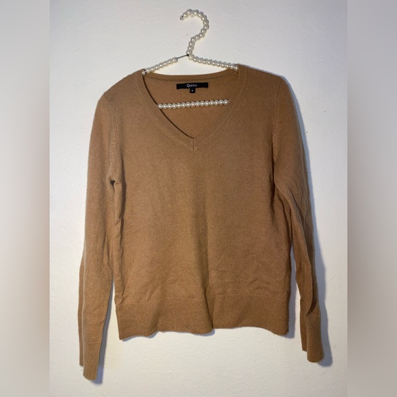 Quince women’s size small brown cashmere v neck sweater - Picture 2 of 6